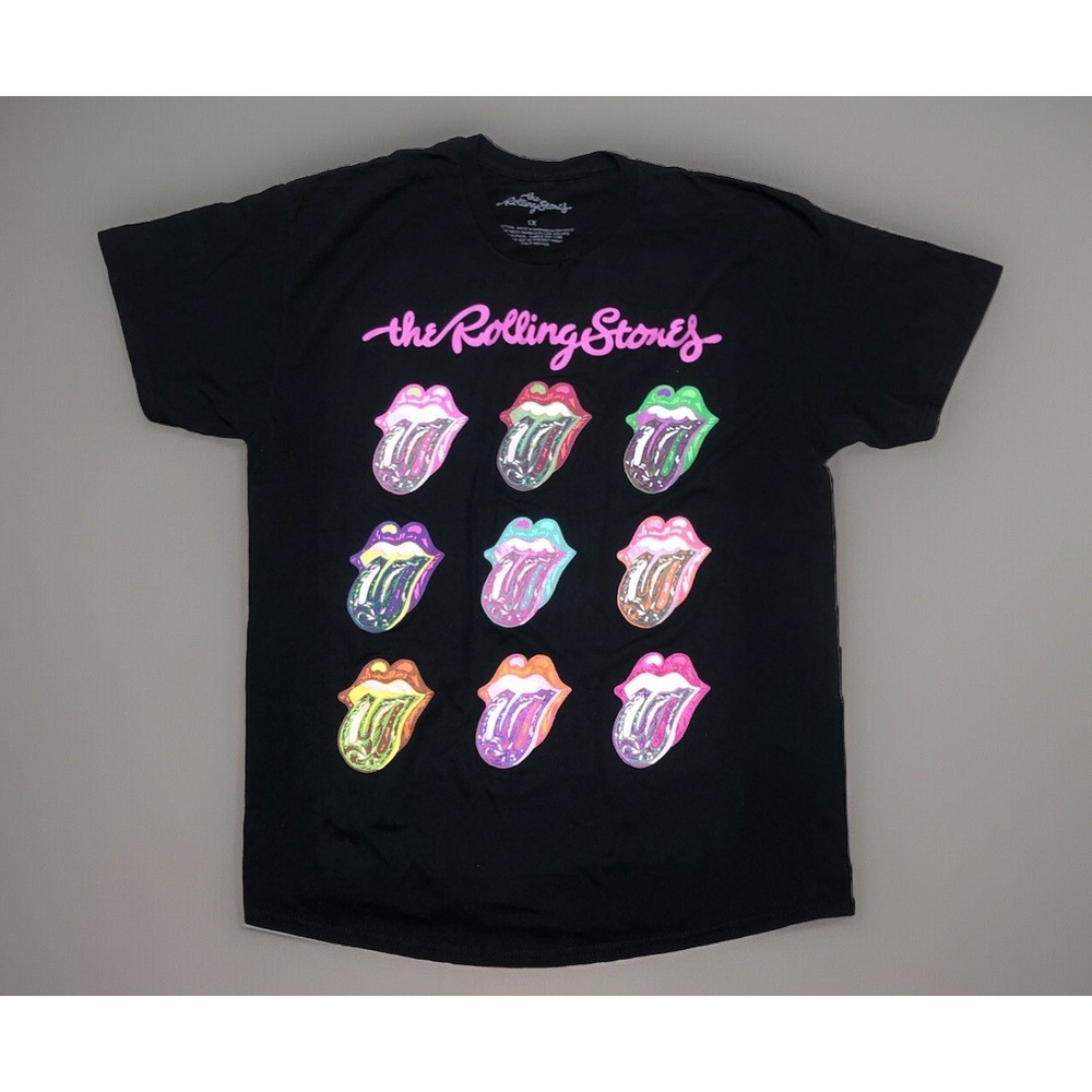 The Rolling Stones Official Merch Neon Multi Tongue T Shirt Women's 1X NEW